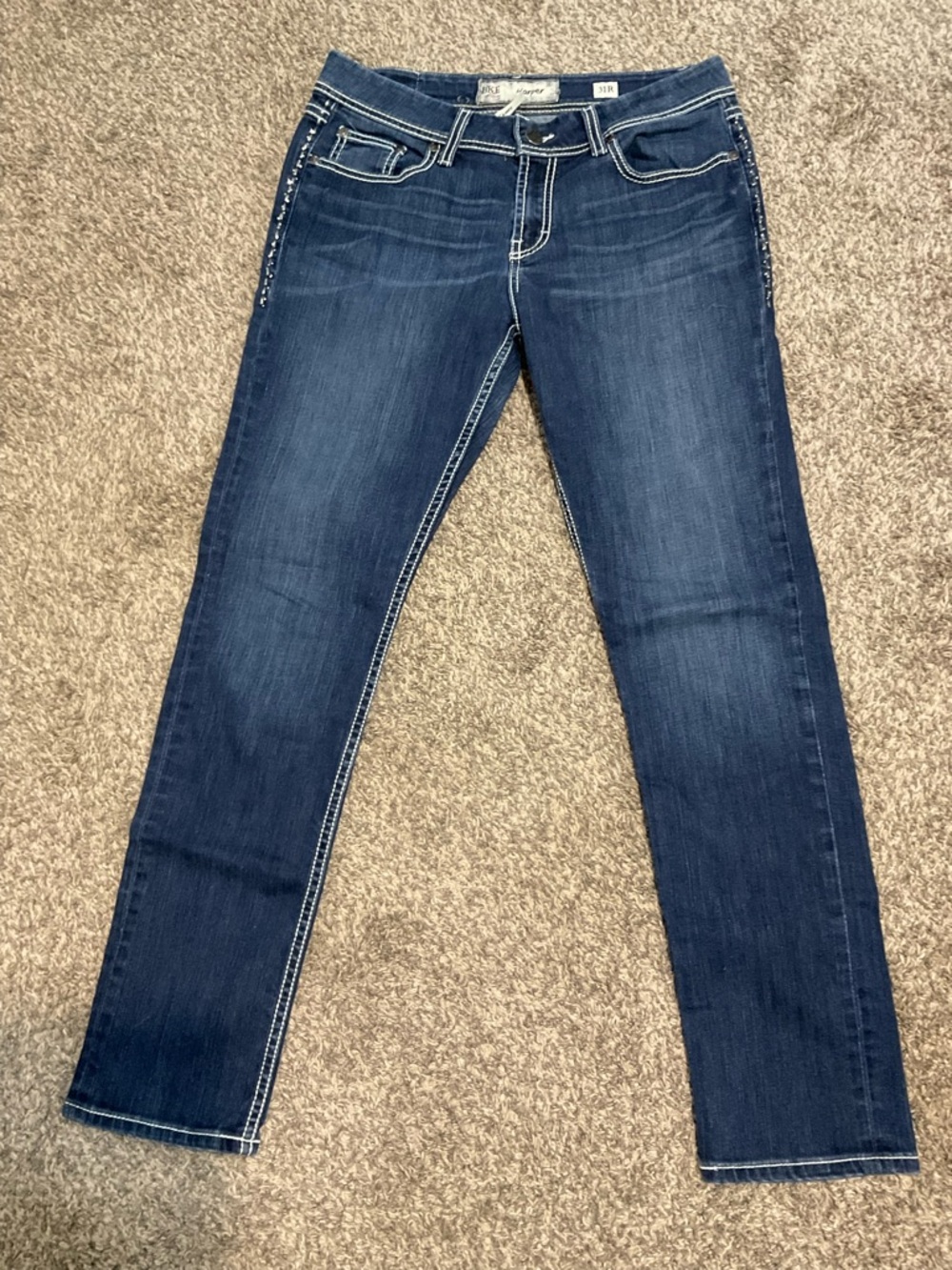 Buckle Harper Skinny Straight Jeans with Contrast Stitching 31 Regular